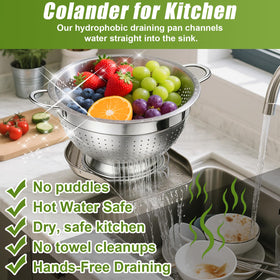 Palksky self-draining base keeps food elevated and drains into sink