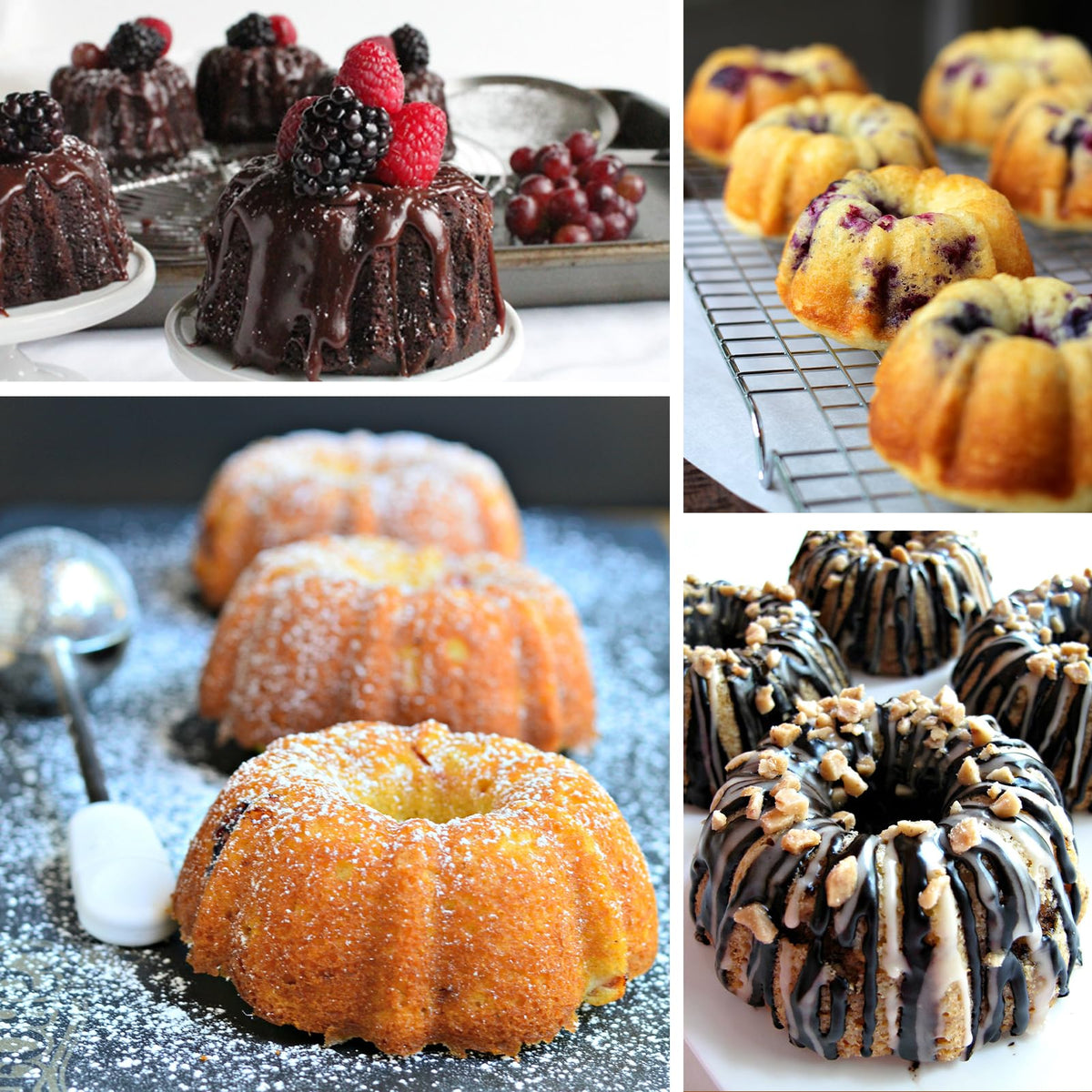 Palksky six mini cakes baking pan shot demonstrates even portioning.