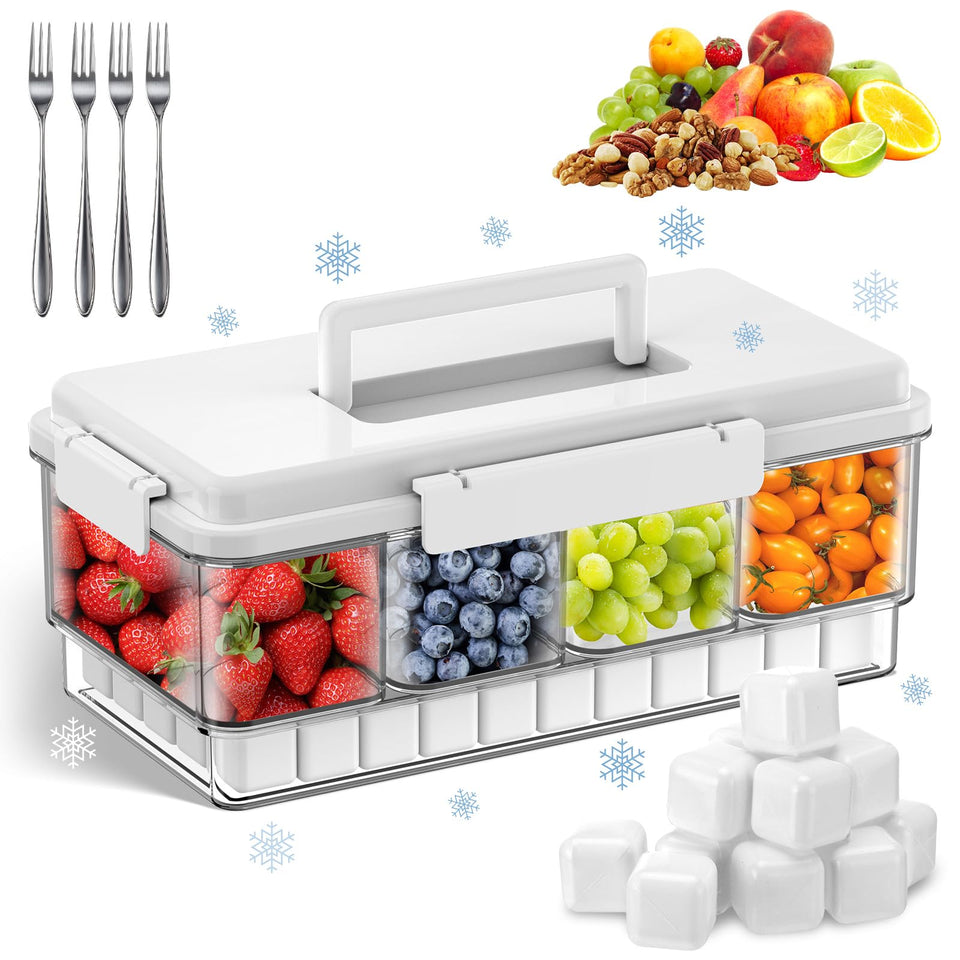 Palksky Snackle Box with ice pack bottom cooling compartment keeps snacks fresh