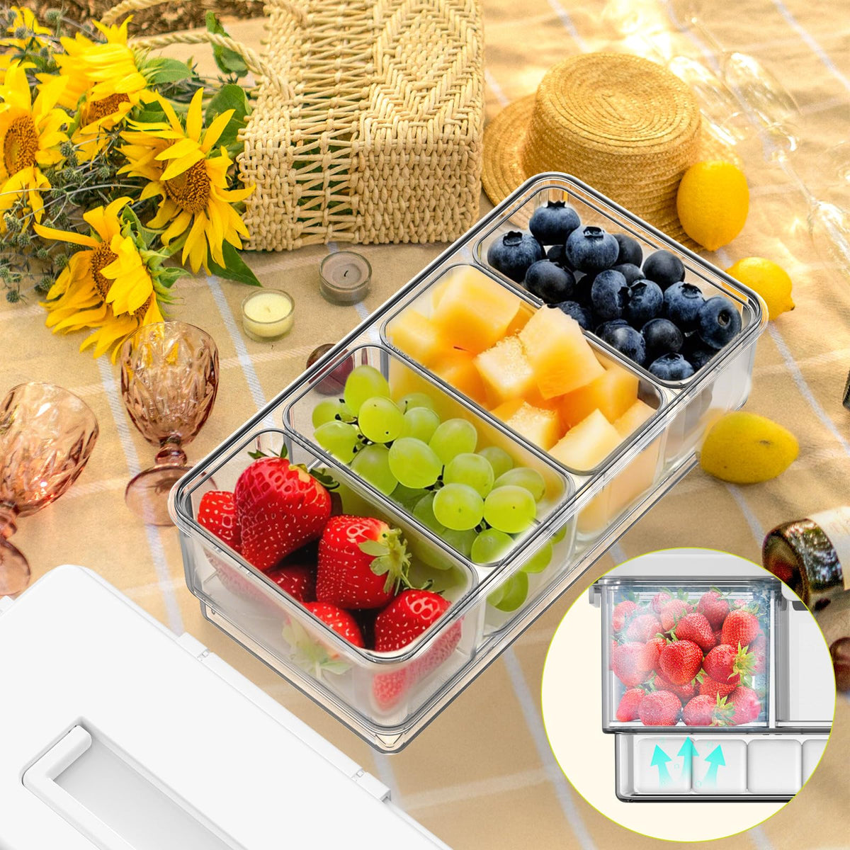 Palksky Snackle Box includes separate dips container for sauces