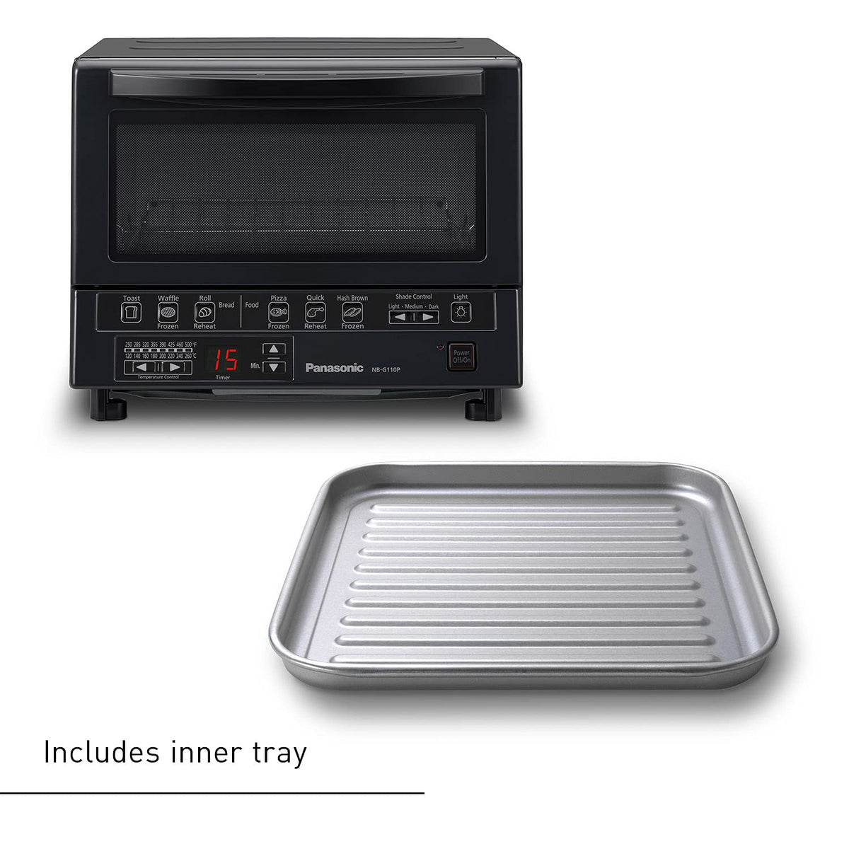 Panasonic FlashXpress 9-inch pizza capacity for small pizzas and snacks.