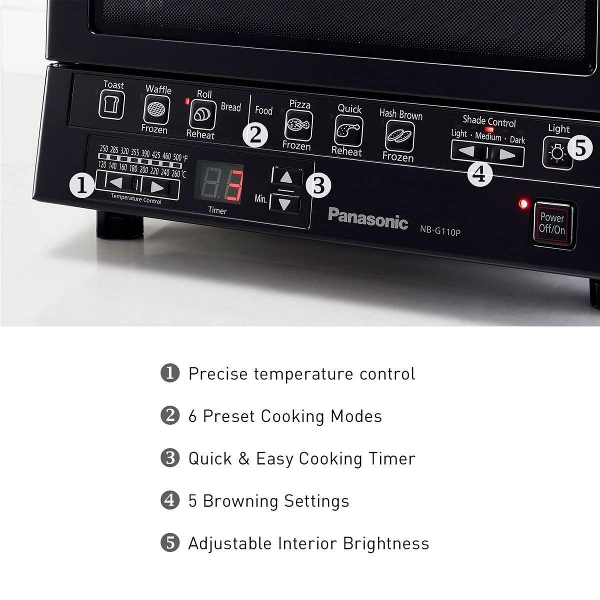 Panasonic FlashXpress six preset buttons simplify cooking for common foods.