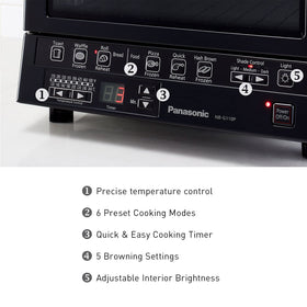 Panasonic FlashXpress six preset buttons simplify cooking for common foods.