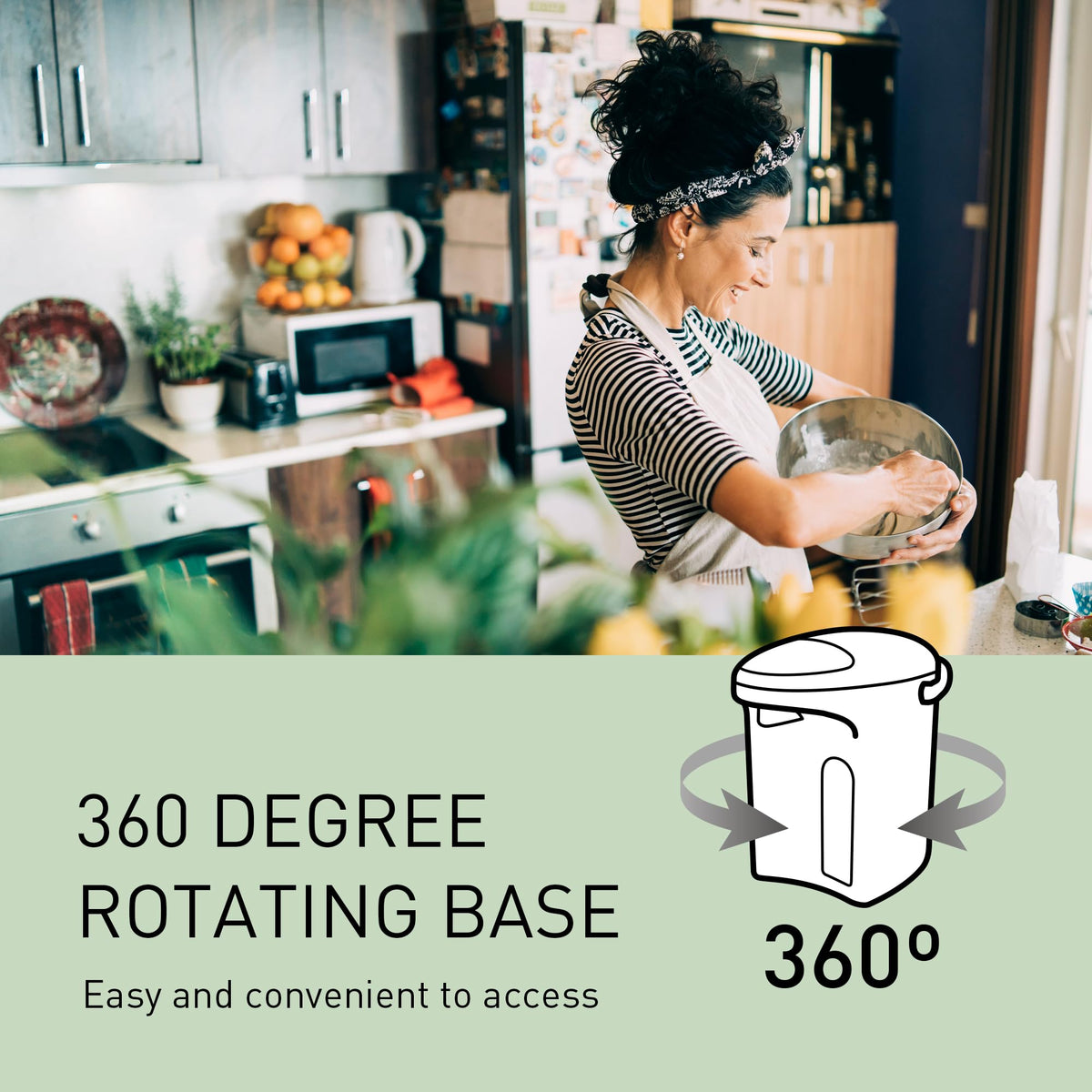 360-degree rotating base of NC-EG3000 enables flexible serving