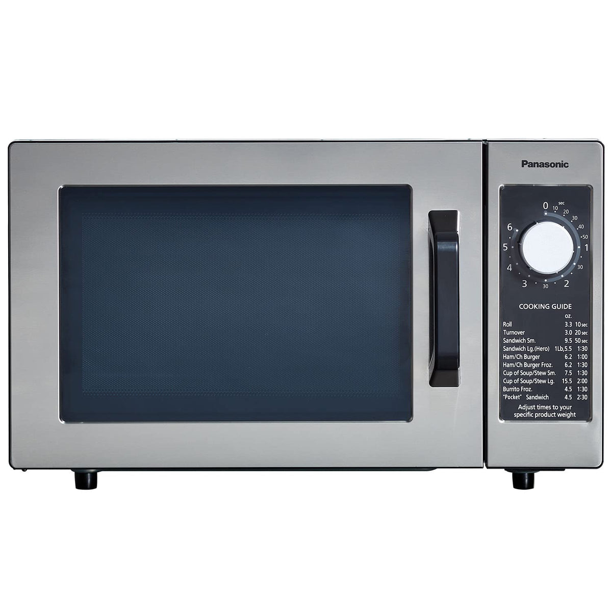 Panasonic NE-1025F compact microwave front view showing space-saving design for busy break rooms.