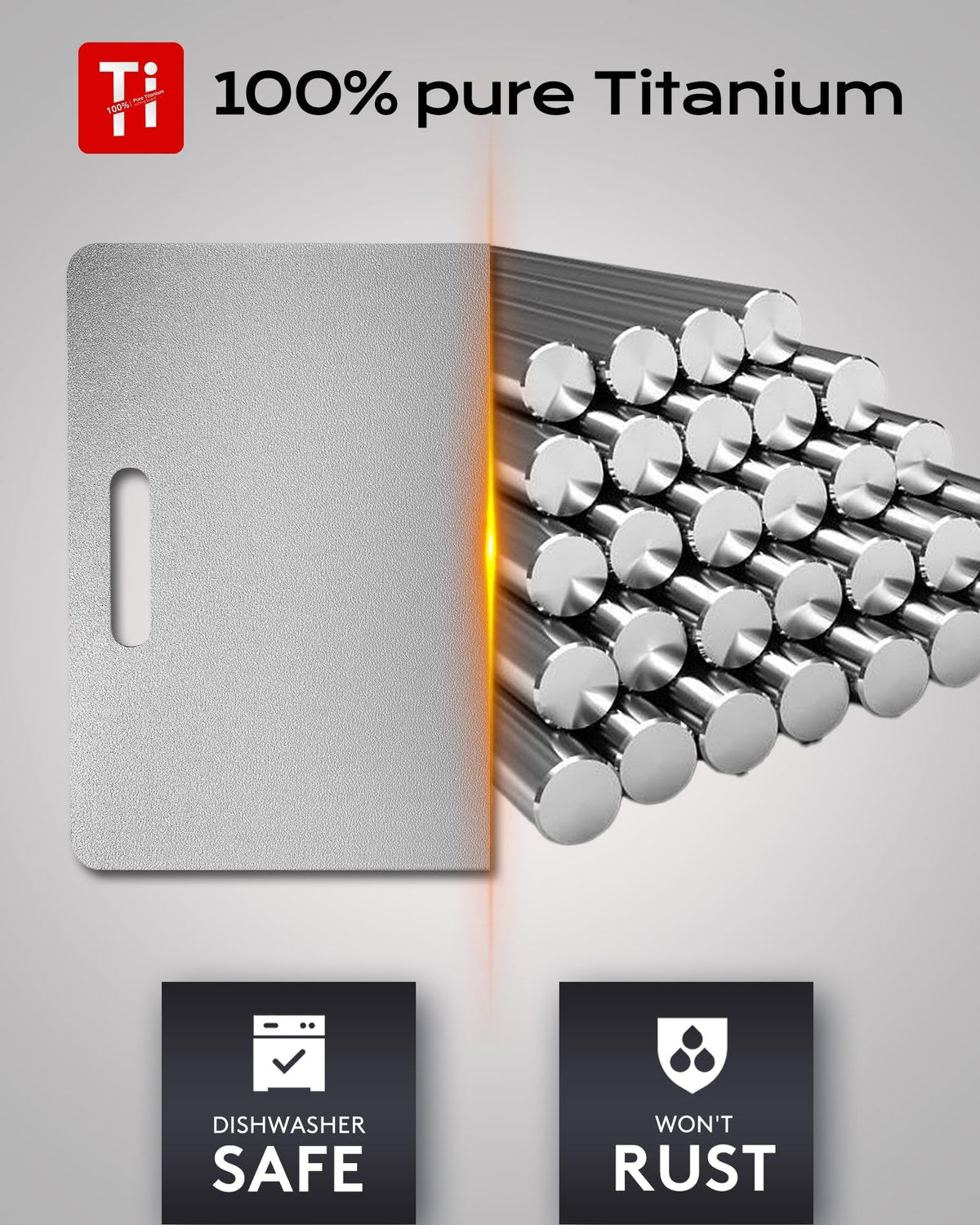 Panbemer Titanium Cutting Board side view highlighting durable construction.