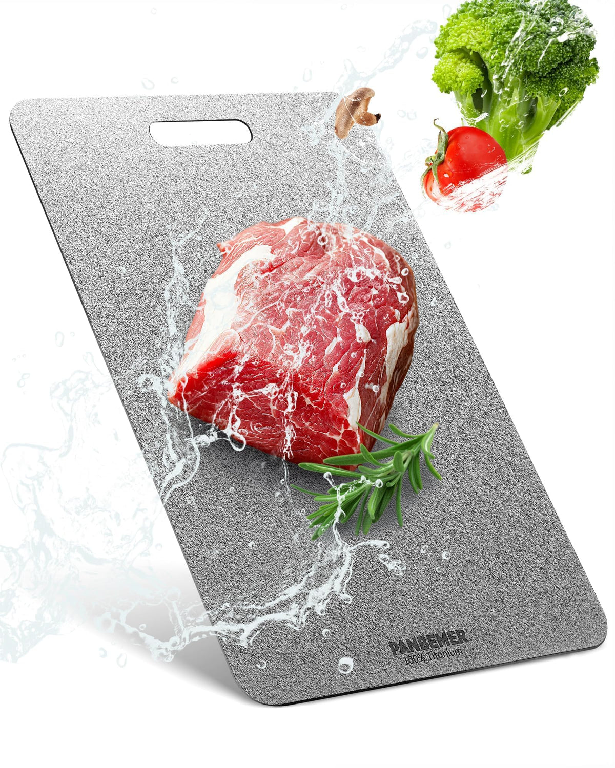 Panbemer titanium cutting board top view with smooth surface for quick cleaning and reduced odor