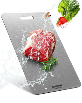 Panbemer titanium cutting board top view with smooth surface for quick cleaning and reduced odor