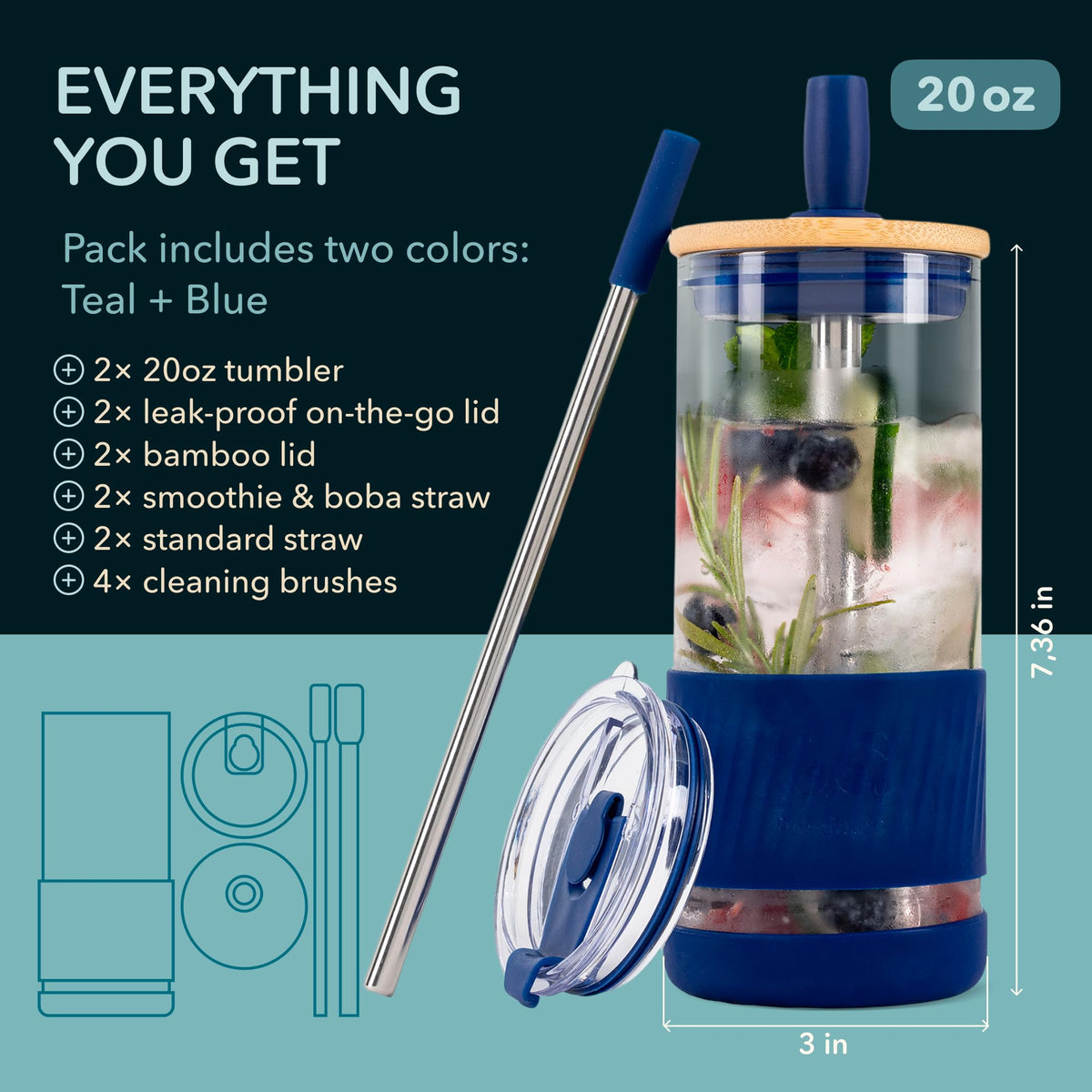 Pandaloo bamboo lid on glass cup showcasing eco-friendly design