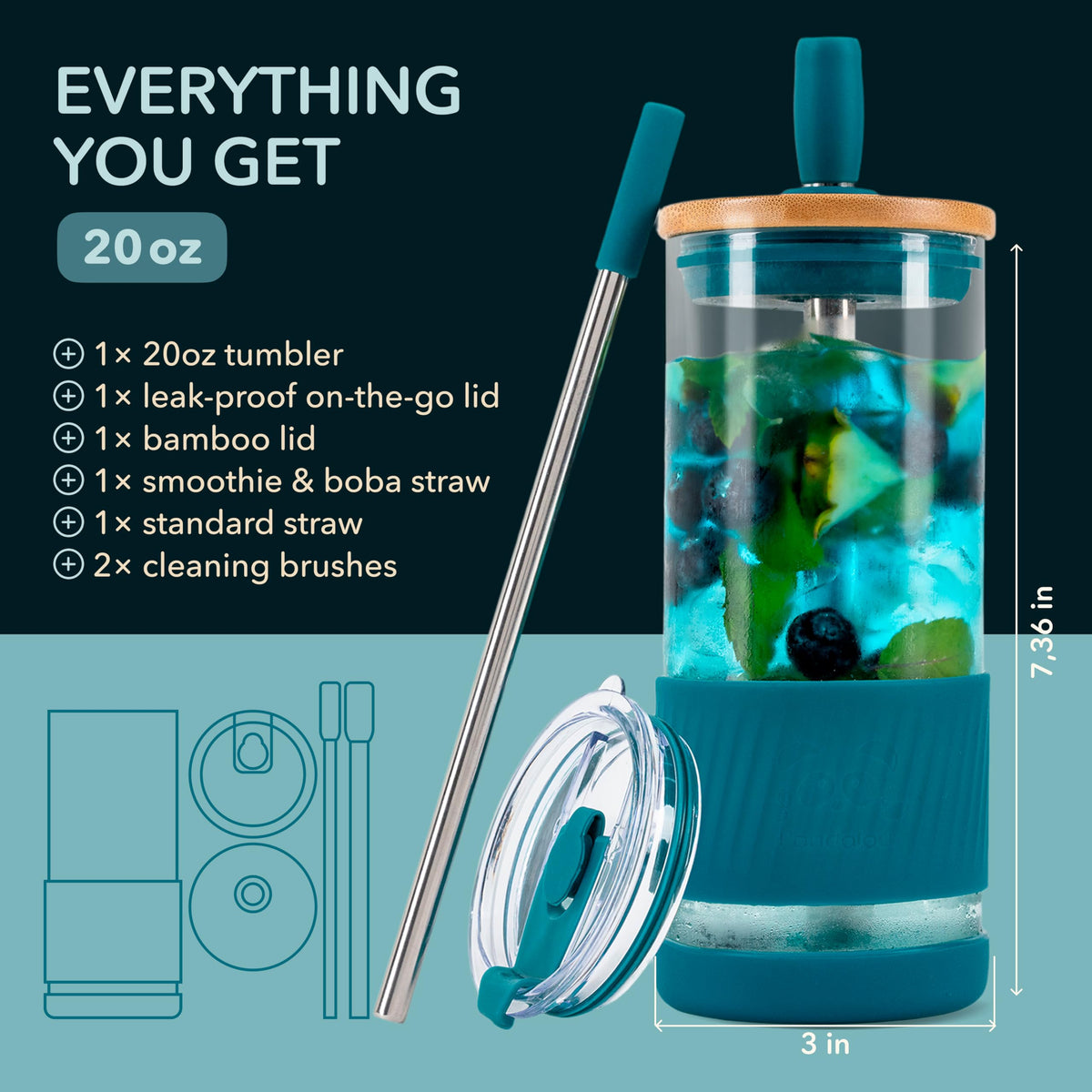 Pandaloo bamboo lid glass cup ready for tea or hot beverages.