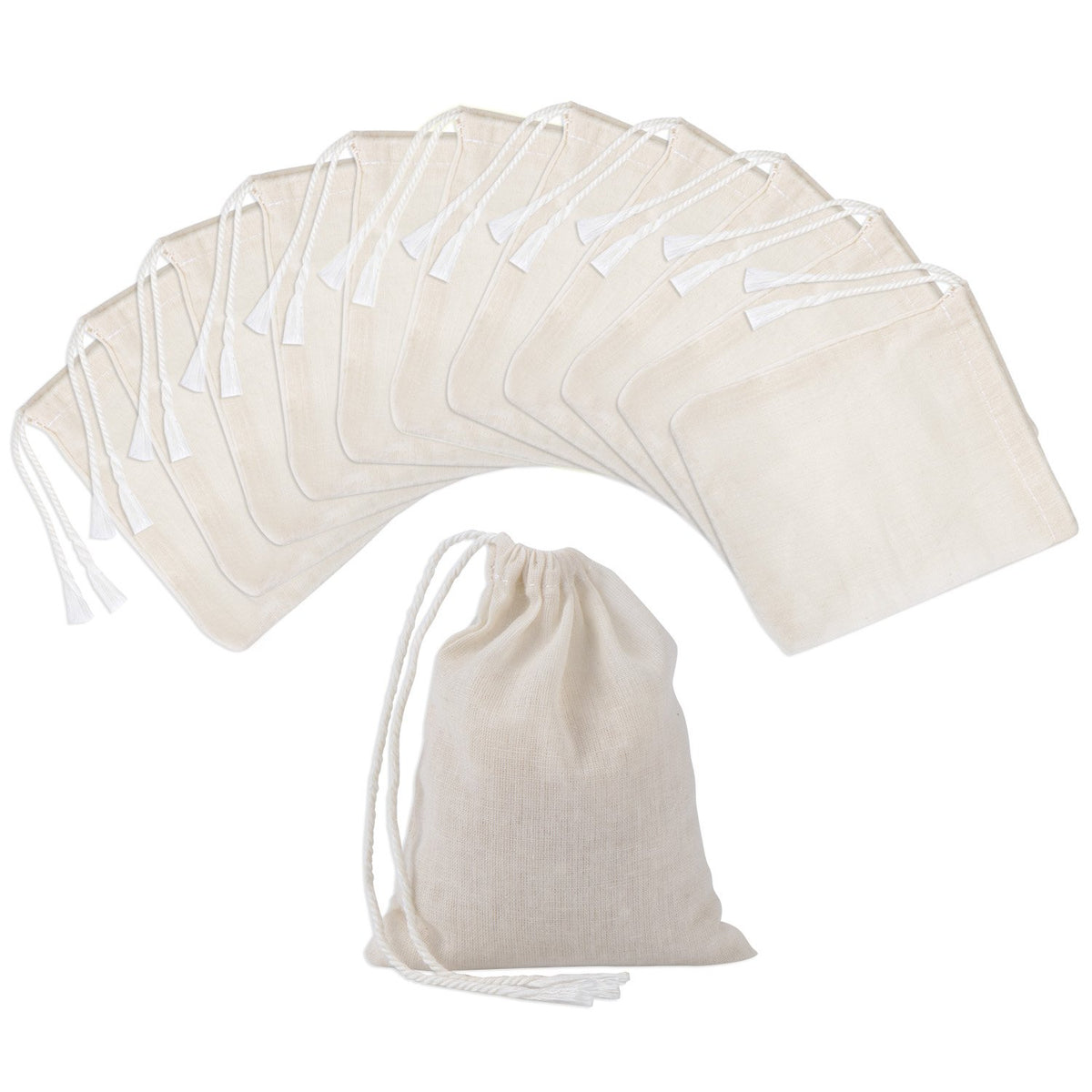 Pangda drawstring muslin bags shown for tea and spice storage.