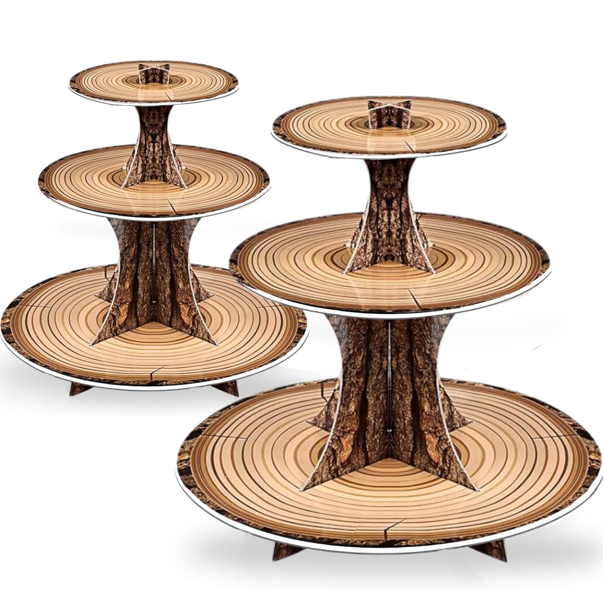 Pangu rustic wood cupcake stand, 2-pack, easy tool-free assembly for desserts