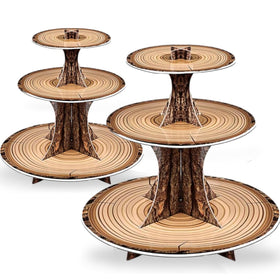 Pangu rustic wood cupcake stand, 2-pack, easy tool-free assembly for desserts