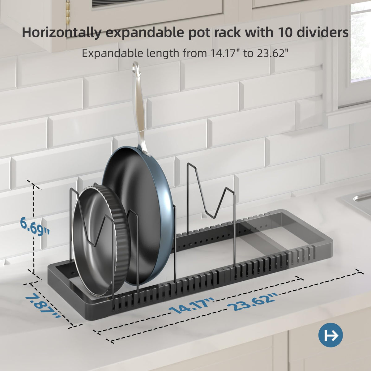 PanPanPal lid holder with deep U groove secures lids for easy retrieval
