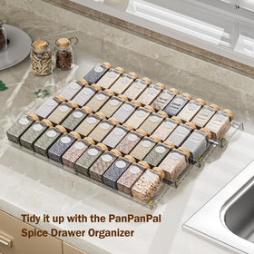PanPanPal spice drawer organizer 4-tier configuration fits more jars while saving space.