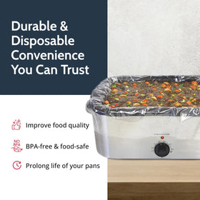 PanSaver foil liner in roaster catches drips and splatters.
