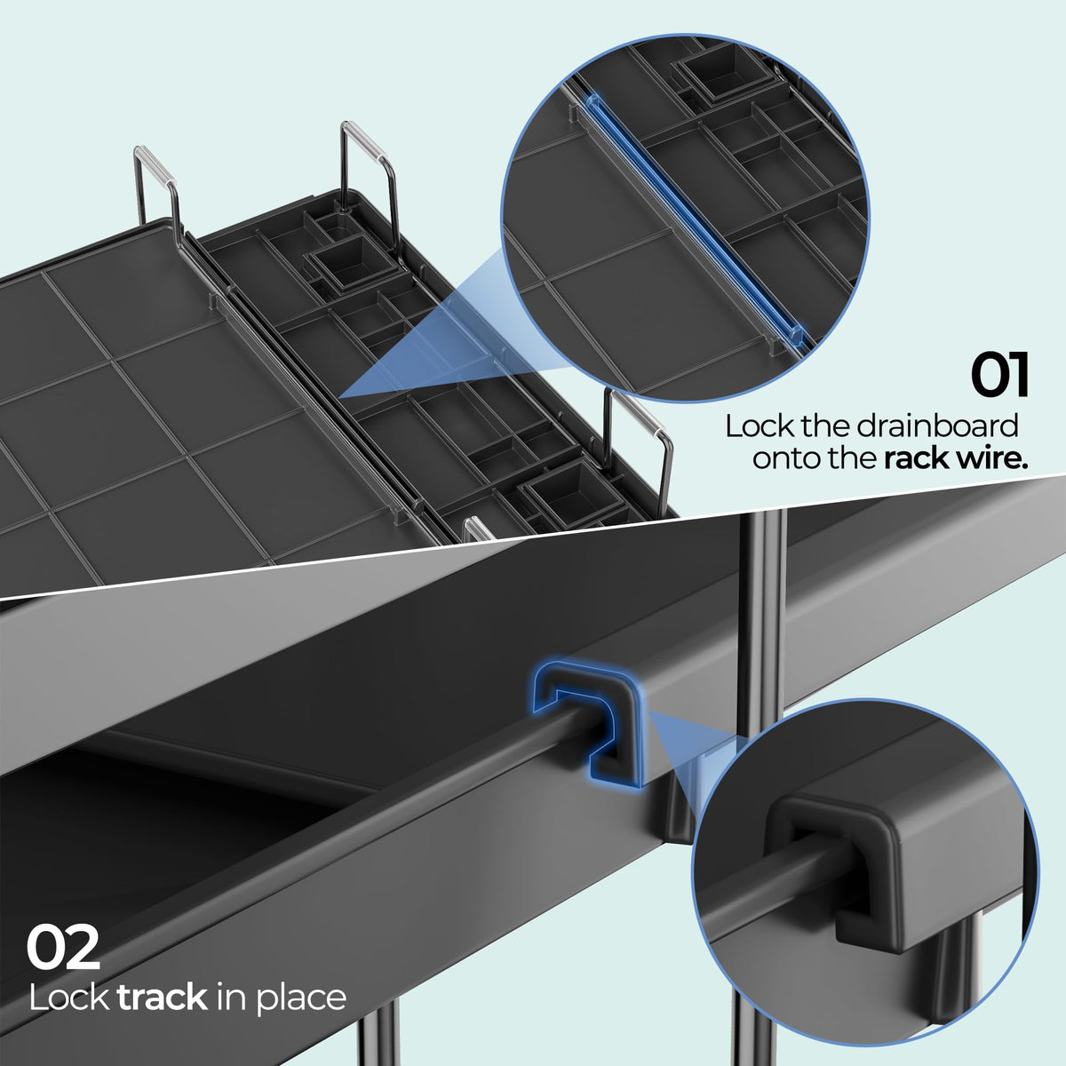 Pantasia dedicated slots for plates, bowls, and cups keep items tidy.