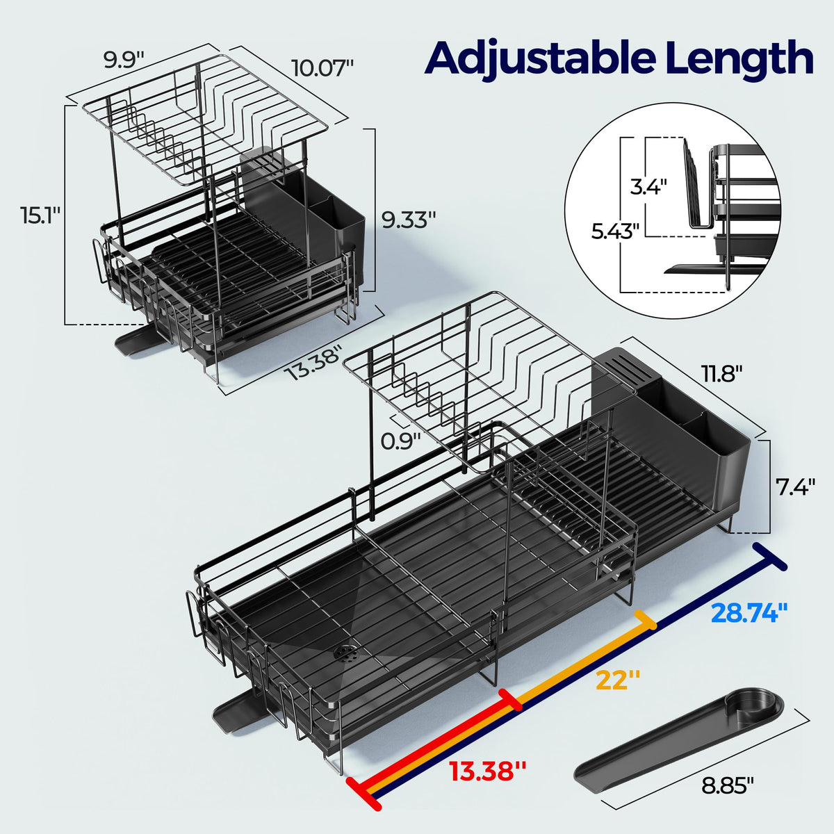 Pantasia rack with non-slip feet grips counters securely.