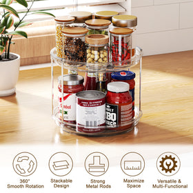 Pantasia double-layer organizer in a kitchen cabinet for easy access.