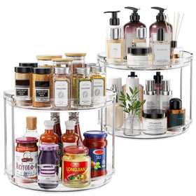 Pantasia two-tier lazy Susan top view demonstrating space-saving cabinet storage.
