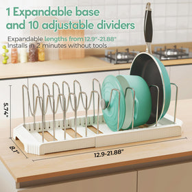 Pantasia U-shaped dividers secure cookware and prevent tipping.