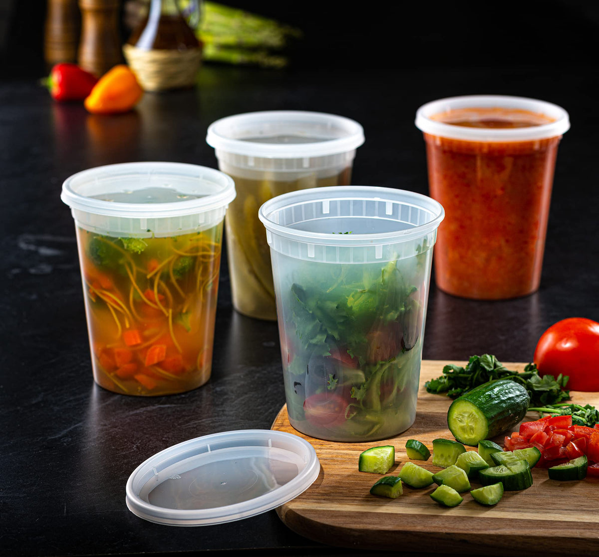 Pantry Value 32 oz deli container stackable for space-saving kitchen storage