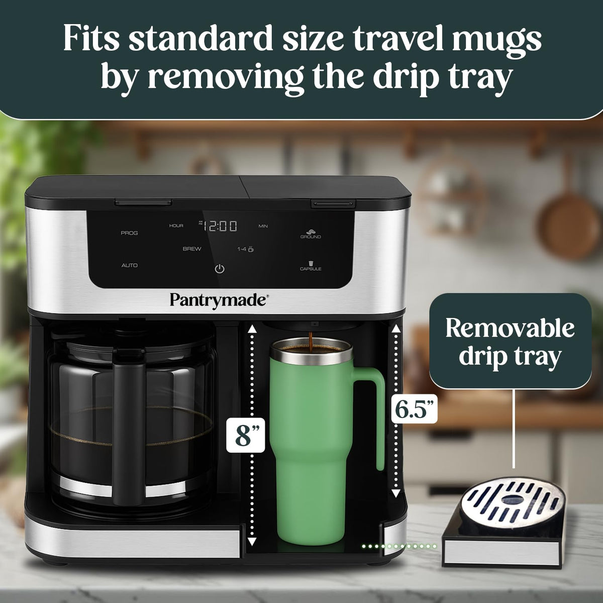 Pantrymade Dual Brew Coffee Maker 12-cup capacity for gatherings.