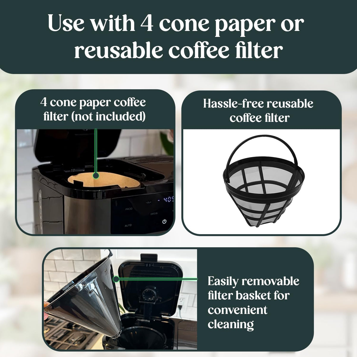 Pantrymade Dual Brew Coffee Maker adjustable drip tray for travel mugs.