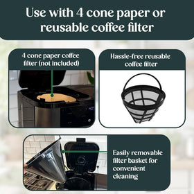 Pantrymade Dual Brew Coffee Maker adjustable drip tray for travel mugs.