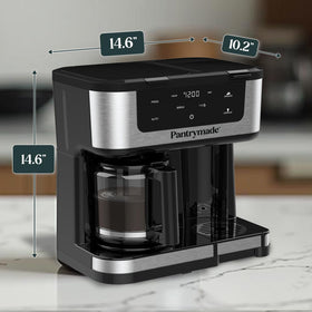 Pantrymade Dual Brew Coffee Maker programmable touchscreen for easy scheduling.