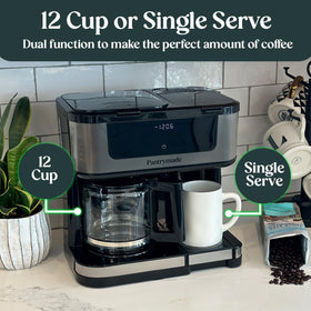 Pantrymade Dual Brew Coffee Maker single-serve pod brewing for quick cups.