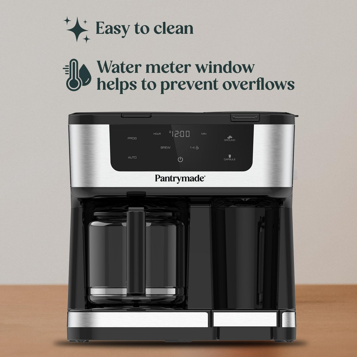 Pantrymade Dual Brew Coffee Maker sleek black finish for modern kitchens.