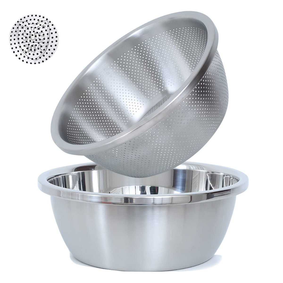 Paoli microporous colander top view, durable 304 stainless steel for safe washing.