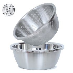 Paoli microporous colander top view, durable 304 stainless steel for safe washing.