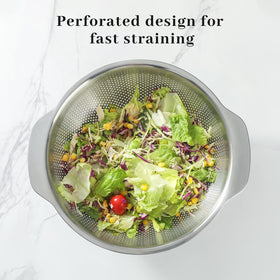 Paoli colander showing deep bowl design for spill prevention