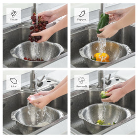 Paoli colander labeled dishwasher-safe for quick cleanup