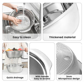 Paoli colander with mixing bowl combo, space-saving two-piece kitchen solution.