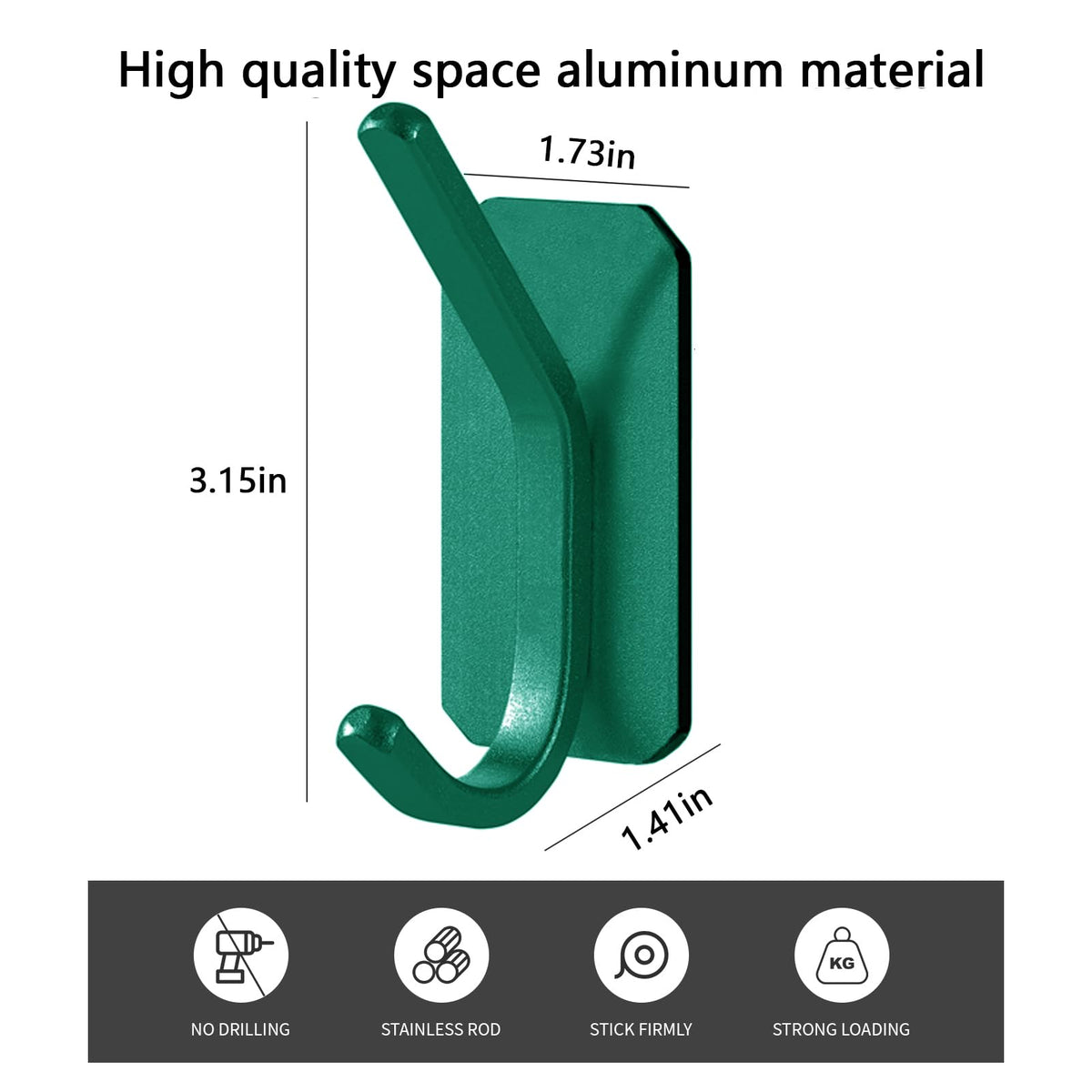 Paoli Emerald wall hook applied to wall demonstrates damage-free installation