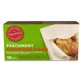 PaperChef parchment bags for multipurpose roasting and steaming, mess-free cooking.
