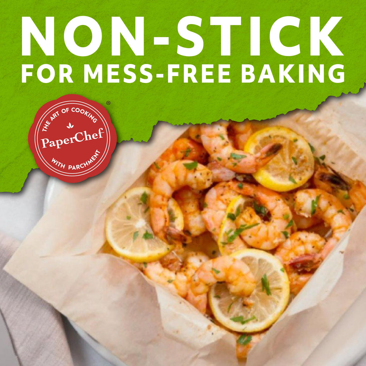 PaperChef parchment bags nonstick coating for easy release and cleanup.