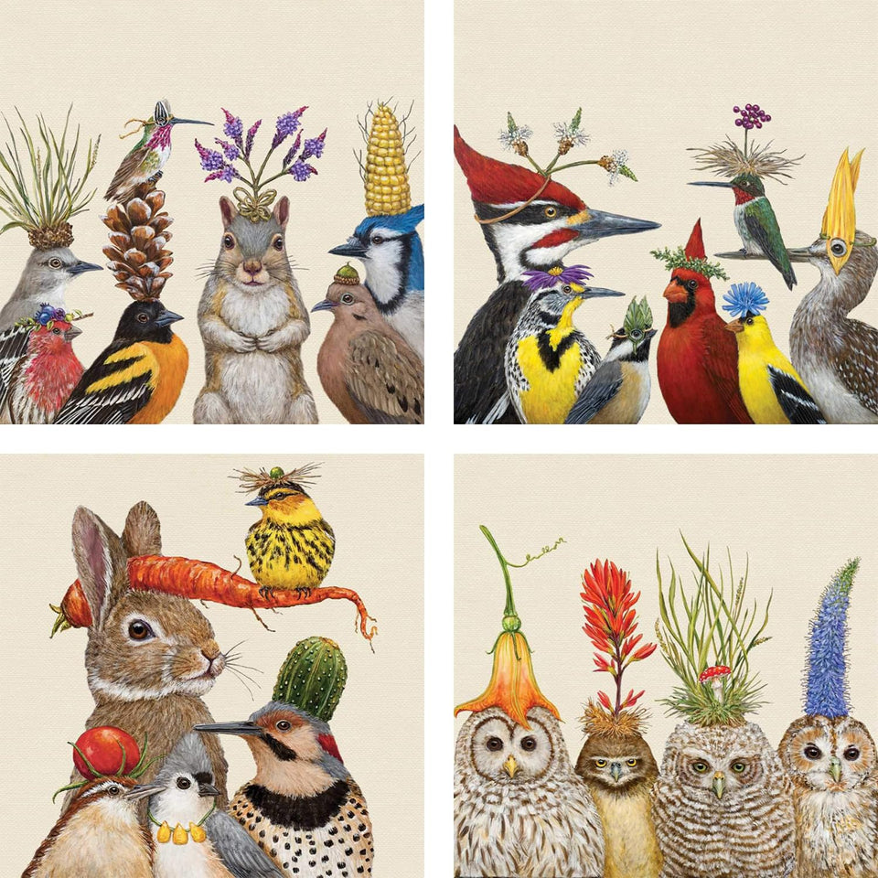 Paperproducts Design Forest Festivities napkins bundle enhances festive tables with colorful, absorbent cocktail napkins.