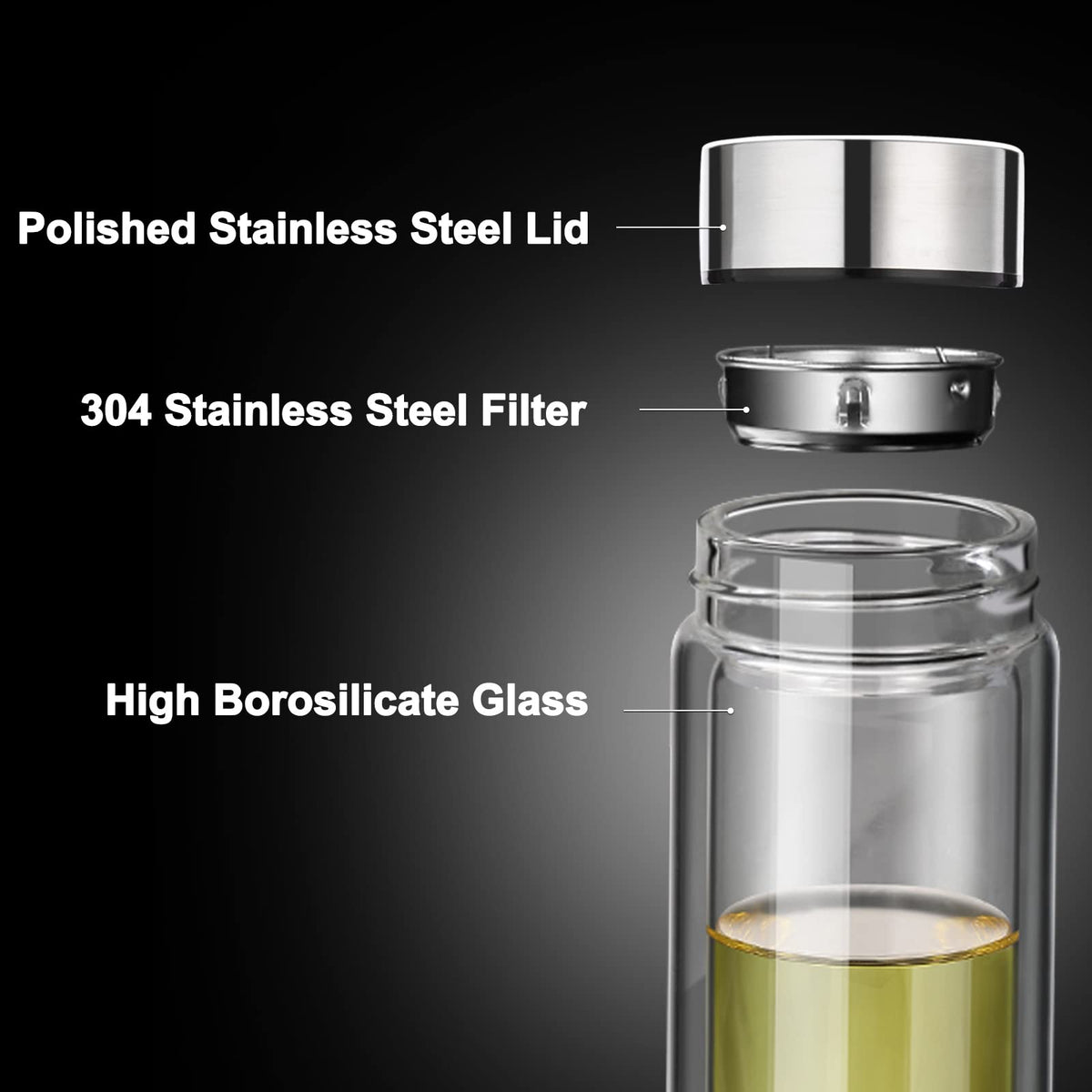 PARACITY double-wall borosilicate glass preserves temperature and resists condensation