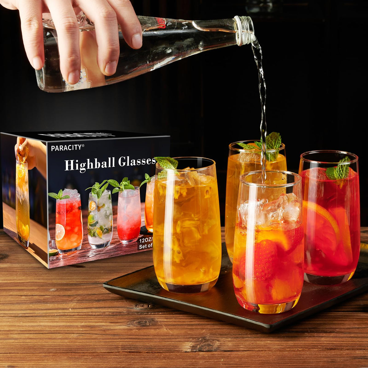Paracity gift-ready highball glasses in sturdy box