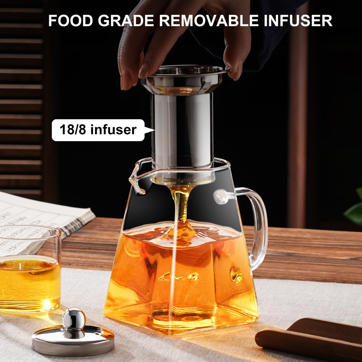 Paracity glass teapot with removable infuser and ultra-fine filter.