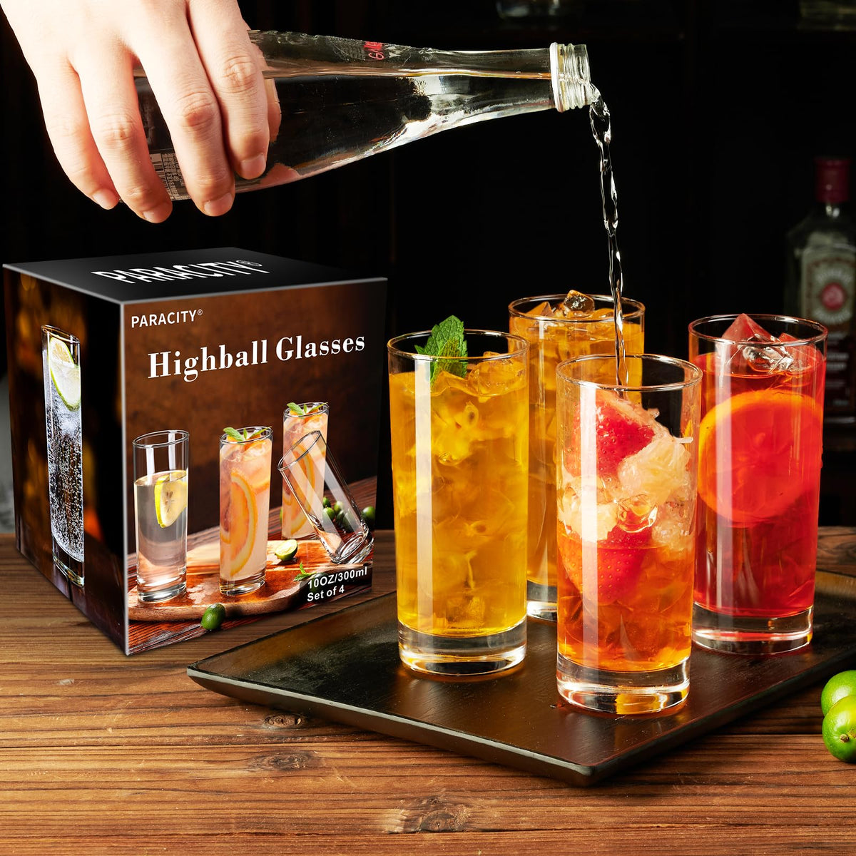 PARACITY gift-ready highball glasses in sturdy box