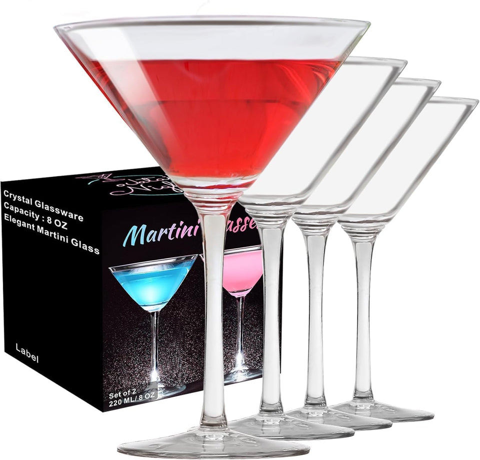 PARACITY martini glasses set of 4 in 8oz coupe shape for cocktails