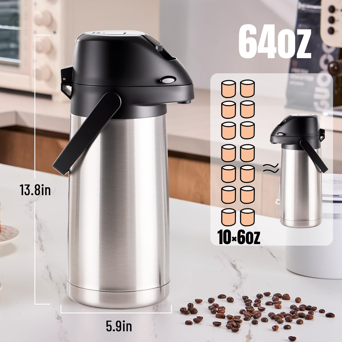 PARACITY Stainless steel with 6-layer insulation preserves heat and cold for hours.