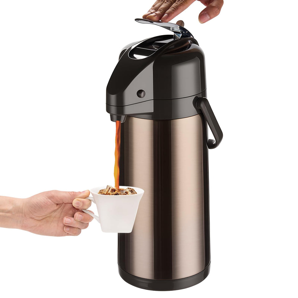 PARACITY upgraded airpot carafe with double pump for quick pour