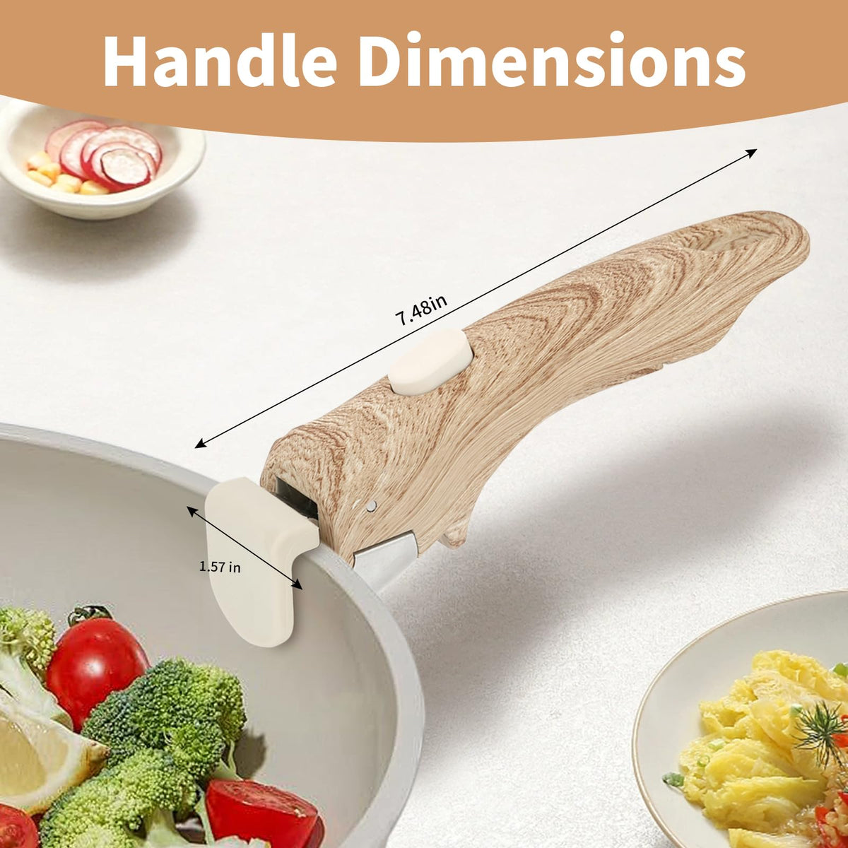 Parakatoikos detachable handle on frying pan for versatile cooking