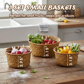 PARBEE medium seagrass basket with 5.5-inch diameter for spice packets.